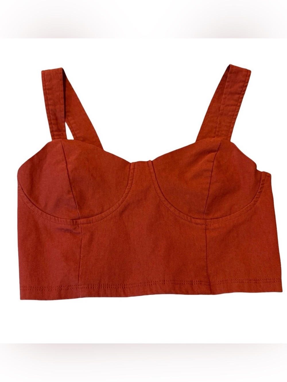 Timing Rust Orange Cropped Bustier Top Smocked Back Size Small